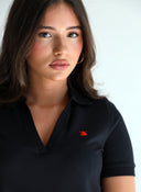 Polo Cuello V Negro Mujer
