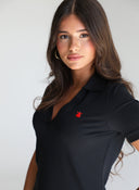 Polo Cuello V Negro Mujer