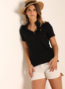 Polo Negro Cuello Cremallera  Mujer