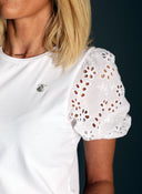 Camiseta o Blusa Blanca Manga Encaje Mujer