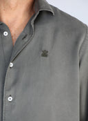 Camisa Verde Kaki Tencel Hombre