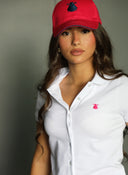 Polo Blanco con Tapeta Abotonada Mujer