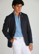 Americana Lino Azul Marino Hombre