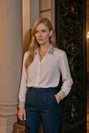 Camisa Beige Viscosa Lentejuelas Mujer