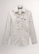 Camisa Cuadro Caza Pechera Volantes Mujer