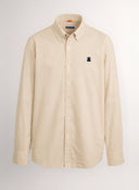 Camisa Hombre Sarga Beige Cuello Botón