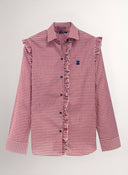 Camisa Cuadro Vichy Burdeos Volantes Mujer