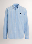 Camisa Azul Oxford Raya Blanca Hombre
