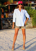 Camisa Rayas Azules Oversize Mujer