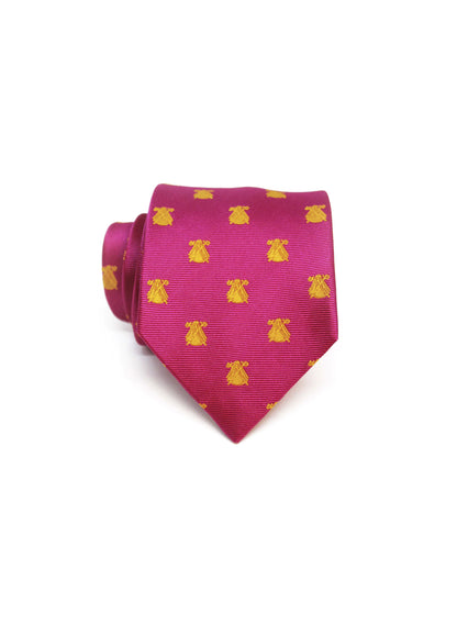 Pink cloak tie with yellow logos 
