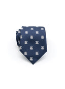 Navy Blue Tie White Logos