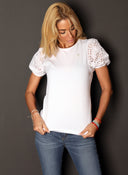 Camiseta o Blusa Blanca Manga Encaje Mujer