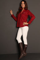 Camisa Volantes Granate Mujer