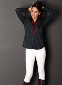 Camisa Tartan Azul y Verde Pechera Volantes Mujer