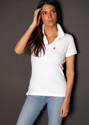 Polo Blanco Classic Logo Rosa Mujer