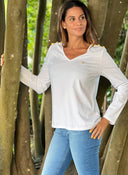 Camiseta Blanca Manga Larga Mujer