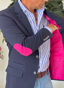 Americana Hombre Azul Coderas Rosas