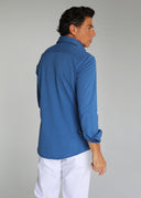 Camisa Azul Añíl Piqué Hombre