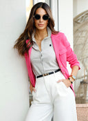 Polo Gris con Tapeta Abotonada Mujer