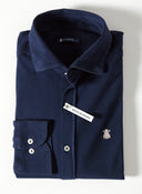 Camisa Azul Marino Piqué Hombre