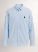 Camisa Azul Oxford Claro Cuello Botón Hombre