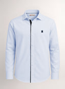 Camisa Azul Oxford Cinta Lunares Hombre