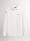 Camisa Blanca Nido de Abeja Capote Rosa Hombre
