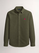 Camisa Verde Kaki Nido de Abeja Capote Rosa Hombre