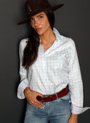 Camisa Cuadros Celeste y Rosa Mujer