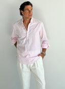 Polera Cuello Mao Rayas Rosas Hombre