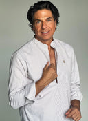 Polera Cuello Mao Rayas Camel Hombre