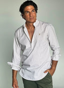 Polera Cuello Mao Rayas Camel Hombre