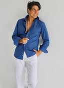 Camisa Azulona Popelín Cuello Sport Hombre