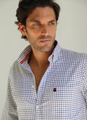 Camisa Cuadros Cinta España Cuello Botón y Bolsillo Hombre