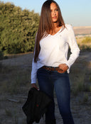 Camiseta Blanca Manga Larga Mujer