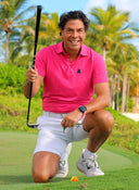 Polo Rosa Capote Liso Tejido Técnico Hombre