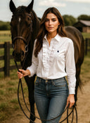 Camisa Blanca Pechera Volantes Mujer