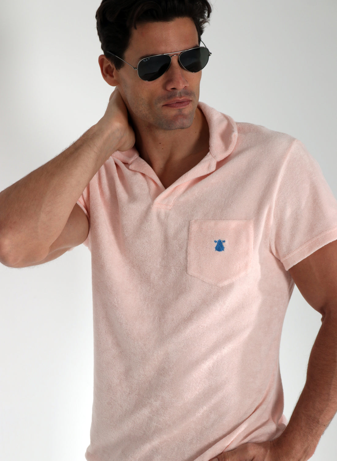 Man Towel Polo Shirt Pale pink