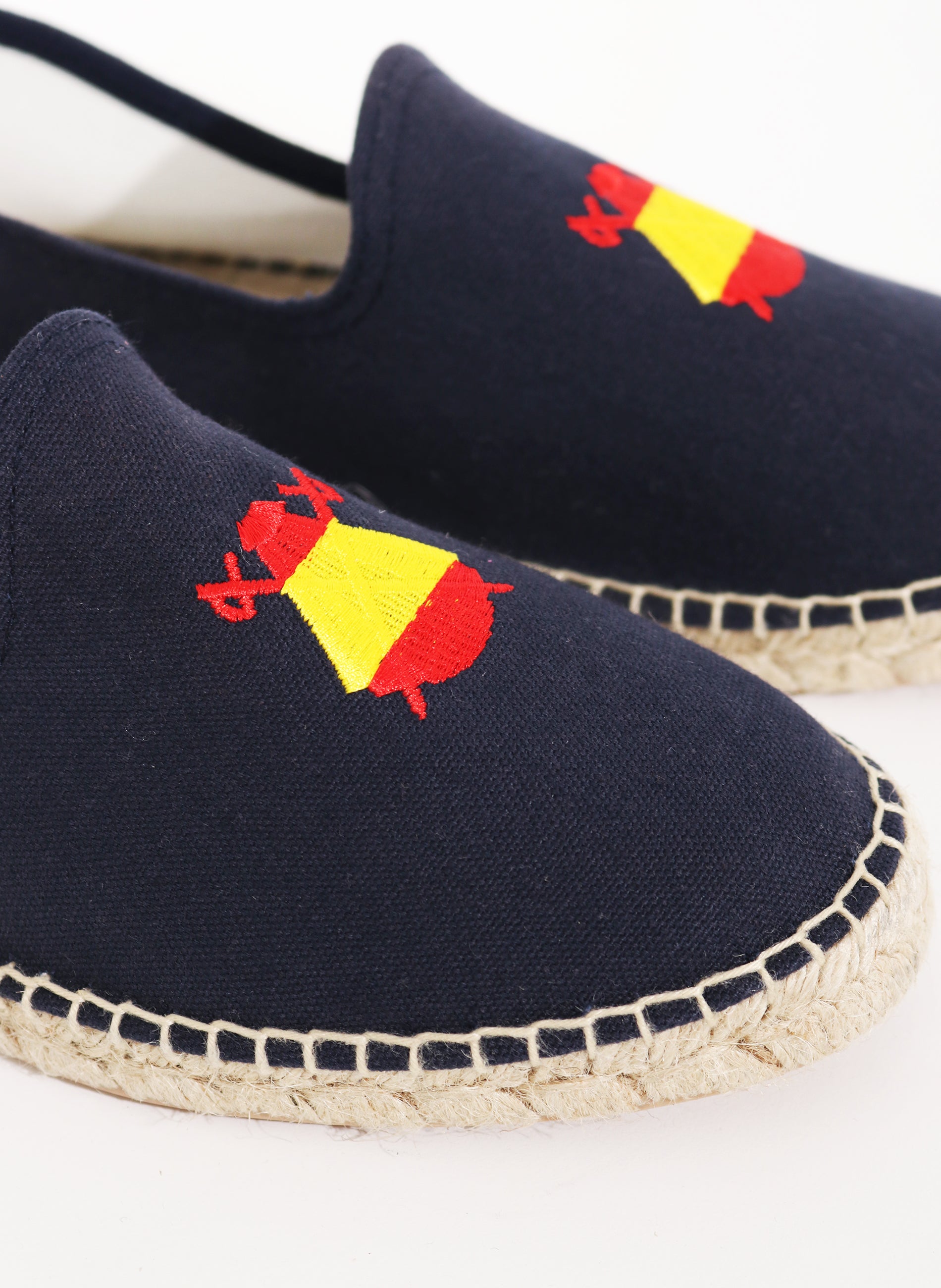 Espadrilles Man Navy Blue Embroidered Pink Cape 