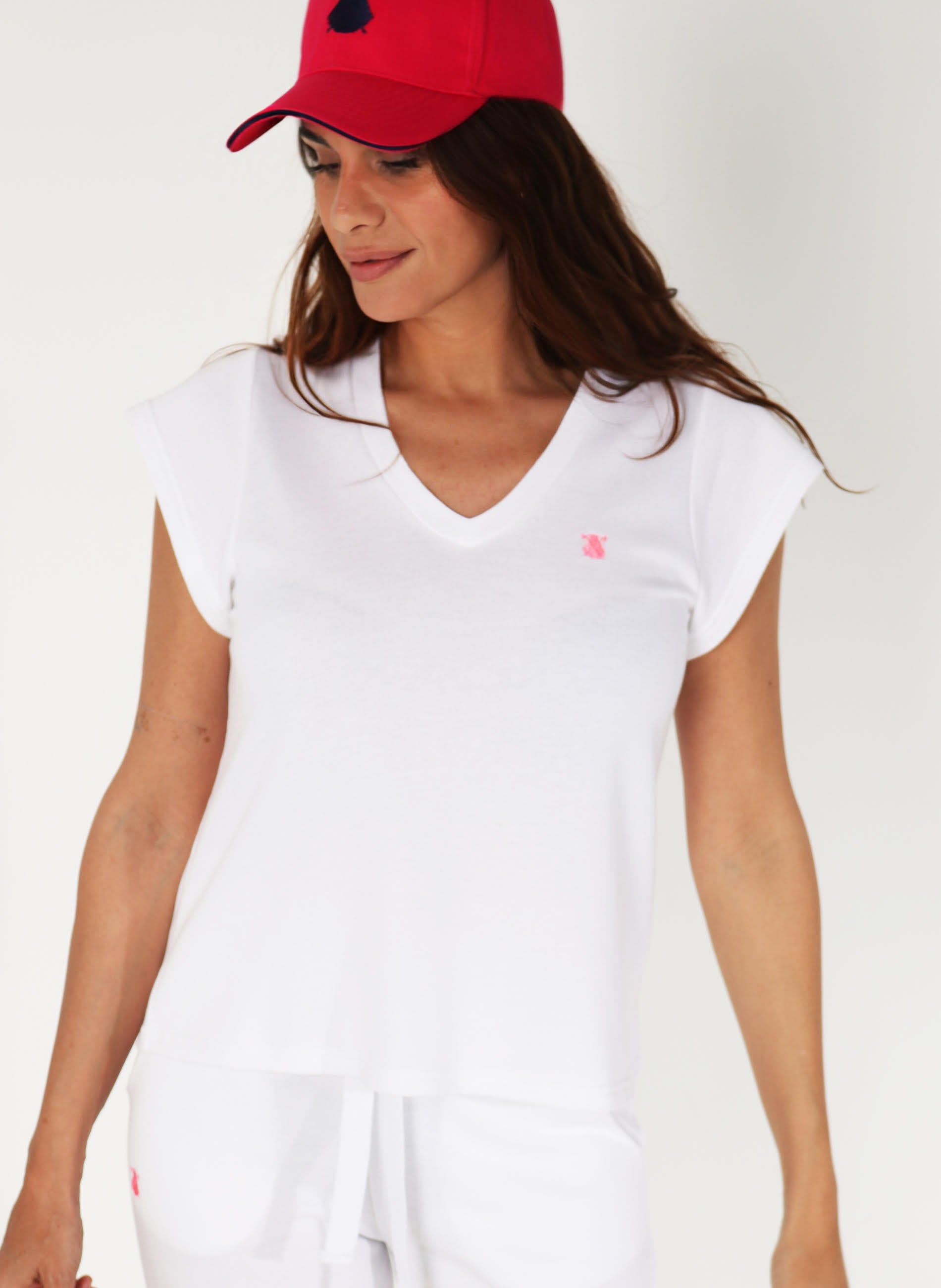 raqueta Niños rizo Camiseta Blanca Mujer Cuello Pico – El Capote