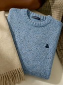 Jersey Celeste Jaspeado Cuello Caja Hombre