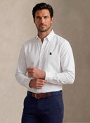 Camisa Blanca Popelín Cuello Botón Hombre