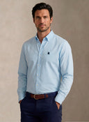 Camisa Celeste Popelín Cuello Botón Hombre