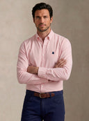 Camisa Rosa Popelín Cuello Botón Hombre