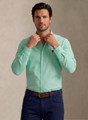 Camisa Verde Popelín Cuello Botón Hombre