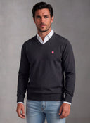 Jersey Cuello Pico Gris Marengo Hombre