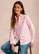 Camisa Rosa Oxford  Cuello Italiano Mujer