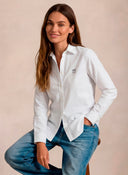 Camisa Oxford Blanca Cuello Italiano Mujer