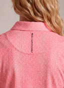Women's Heather Pink Polo Shirt, Ultralight Knit