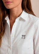 Camisa Oxford Blanca Cuello Italiano Mujer